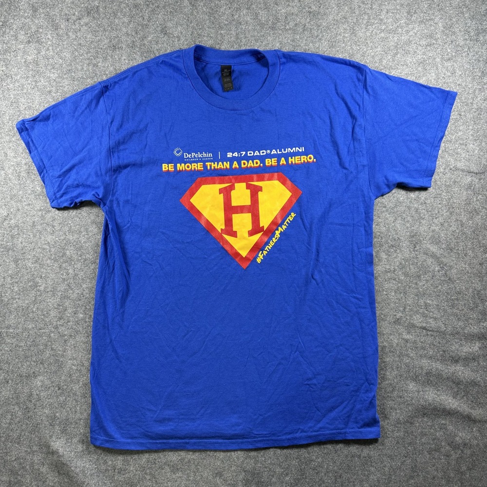 Gildan DePelchin 24:7 Dad Alumni T-Shirt Large Blue‎ Graphic Cotton Tee
